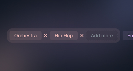 Mix genres tag UI – SOUNDRAW interface for blending music styles